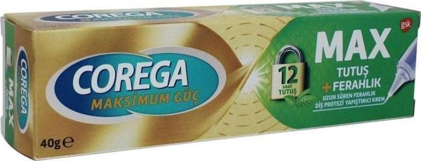 Corega Maksimum Tutuş + Ferahlık Diş Protez Yapıştırıcı Krem 40gr - Image 1