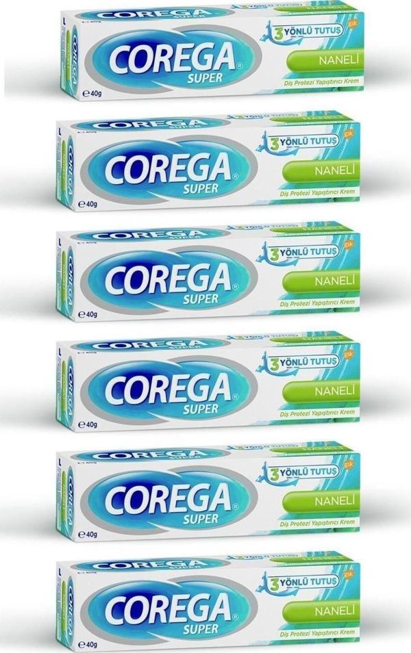 Corega Süper Protez Yapıştırıcı Krem Naneli 40gr x 6 Adet - Image 1