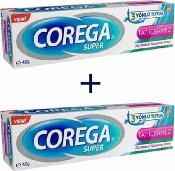 Corega Tat Içermez Diş Protez Yapıştırıcı Krem 40gr 2adet - Image 1