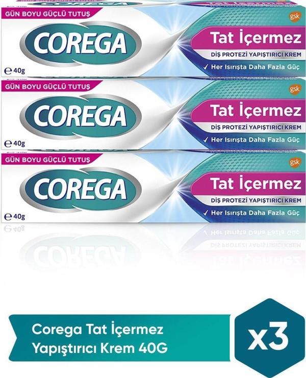 Corega Tat İçermez Yapıştırıcı Krem 40G x 3 Adet - Image 1