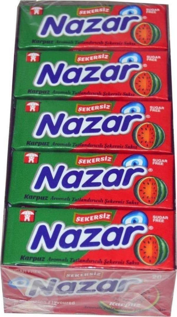Nazar Karpuz Aromalı Şekersiz Sakız 5'li (20 Adet) - Image 1