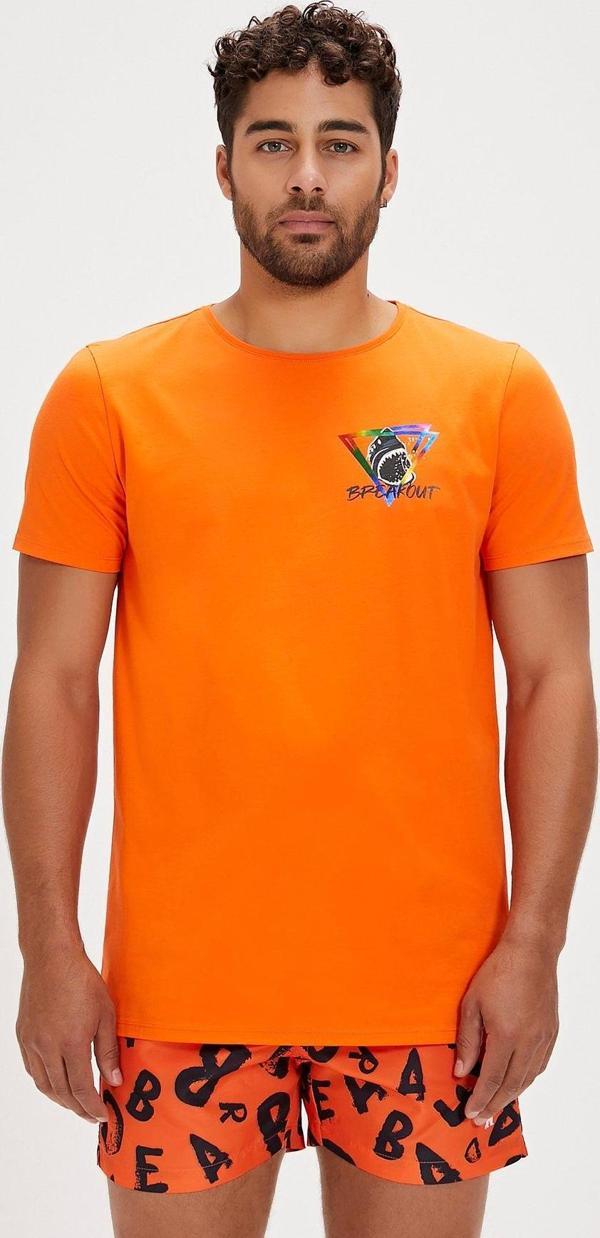 Bite Turuncu Baskılı Erkek Tişört - Image 1