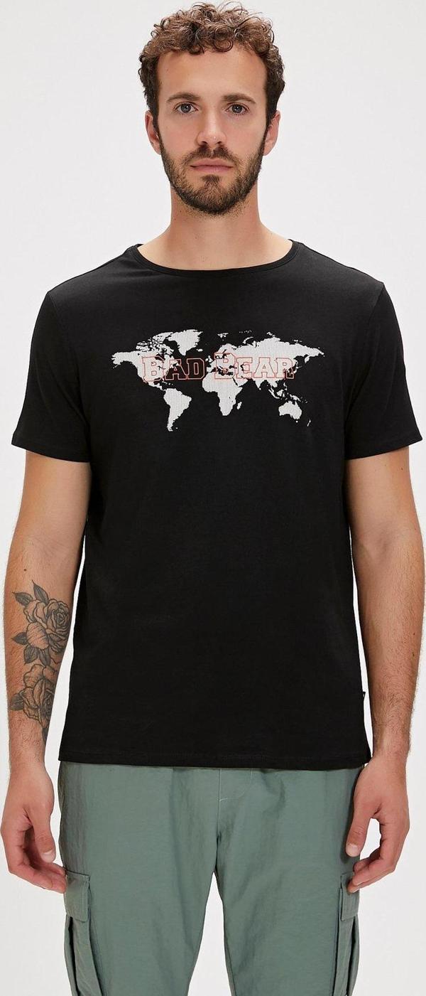 Globe Siyah Baskılı Erkek Tişört - Image 1