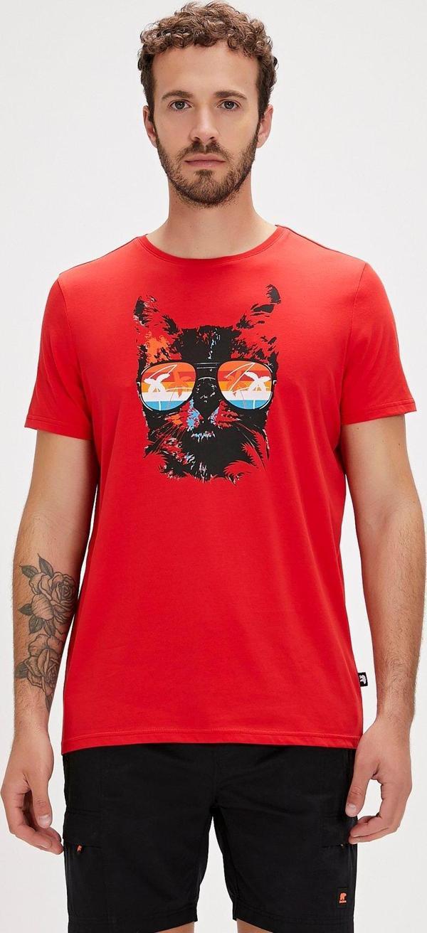 Manx Kırmızı Baskılı Erkek Tişört - Image 1