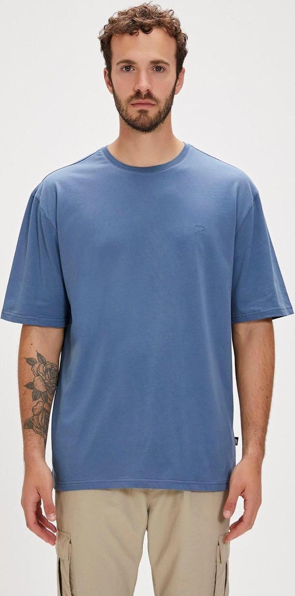 Liber Element Mavi Logo Baskılı Basic Erkek Tişört - Image 1