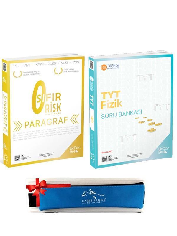 ÜçDörtBeş 2025 TYT Paragraf Sıfır Risk ve TYT Fizik Soru + Kalemlik 2 Kitap Set - Üç Dört Beş Yayınları - Image 1