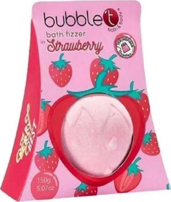 Bubble T Strawberry Bath Fizzer 150 gr Banyo Topu - Image 1