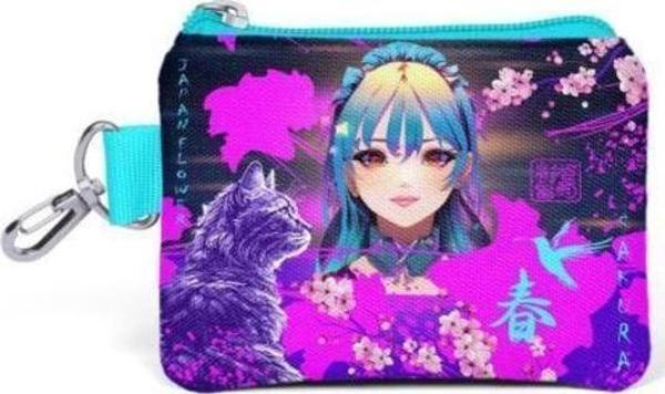 Coral High Kids Mor Pembe Anime Kedi Desenli Bozuk Para Çantası 21882 - Image 1