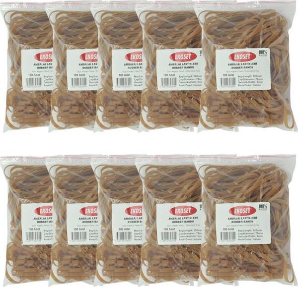 Ekoset 120x5mm Geniş Kauçuk Paket Ambalaj Kasa Lastiği 1.000 Adet - Image 1