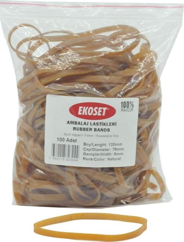 Ekoset 120x5mm Geniş Kauçuk Paket Ambalaj Kasa Lastiği 100 Adet - Image 1