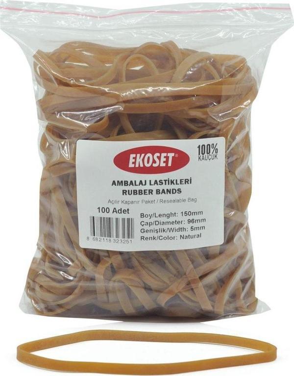 Ekoset 150x5mm Geniş Kauçuk Paket Ambalaj Kasa Lastiği 100 Adet - Image 1