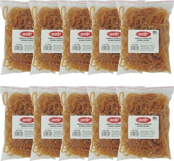 Ekoset 180x3mm Geniş Kauçuk Paket Ambalaj Kasa Lastiği 1.000 Adet - Image 1
