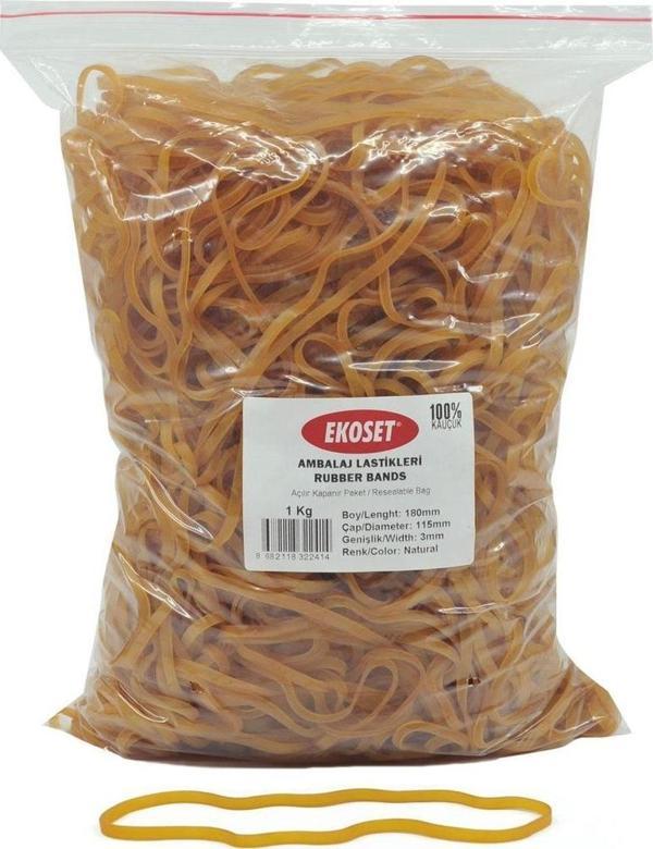Ekoset 180x3mm Geniş Kauçuk Paket Ambalaj Kasa Lastiği 18'lik 1Kg - Image 1