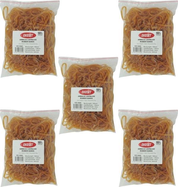 Ekoset 180x3mm Geniş Kauçuk Paket Ambalaj Kasa Lastiği 500 Adet - Image 1