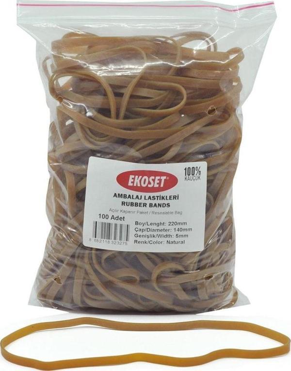Ekoset 220x5mm Geniş Kauçuk Paket Ambalaj Kasa Lastiği 100 Adet - Image 1