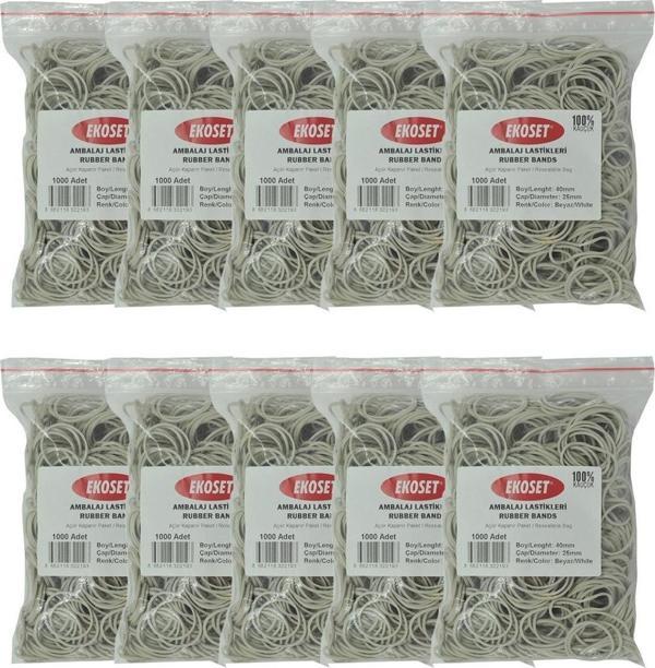 Ekoset 40mm Beyaz Kauçuk Paket Ambalaj Lastiği 10.000 Adet - Image 1