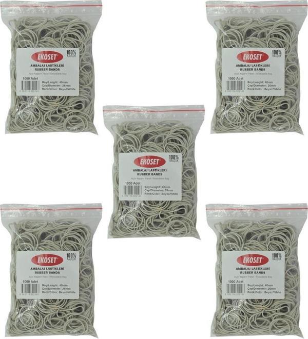 Ekoset 40mm Beyaz Kauçuk Paket Ambalaj Lastiği 5.000 Adet - Image 1