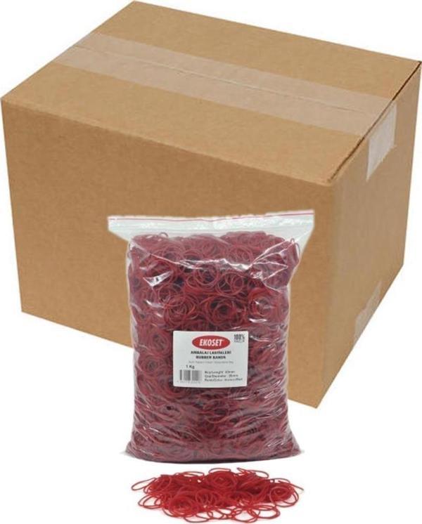 Ekoset 40mm Kırmızı Renkli Kauçuk Paket Ambalaj Lastiği 12Kg Koli - Image 1