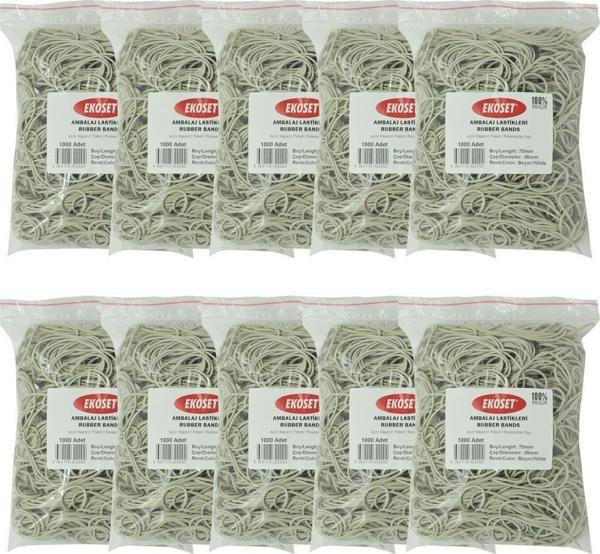 Ekoset 70mm Beyaz Kauçuk Paket Ambalaj Lastiği 10.000 Adet - Image 1