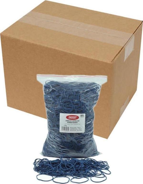 Ekoset 70mm Mavi Renkli Kauçuk Paket Ambalaj Lastiği 12Kg Koli - Image 1
