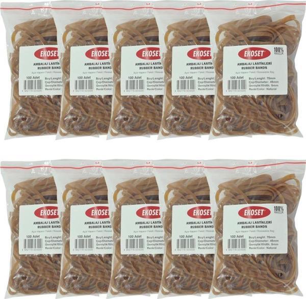 Ekoset 70x5mm Geniş Kauçuk Paket Ambalaj Kasa Lastiği 1.000 Adet - Image 1