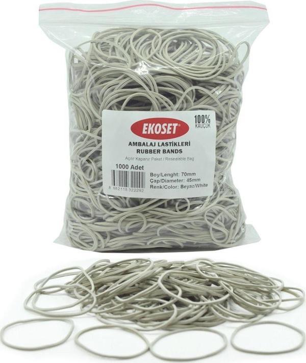 Ekoset Beyaz Paket Ambalaj Para Lastiği 1000 Adet 70mm - Image 1