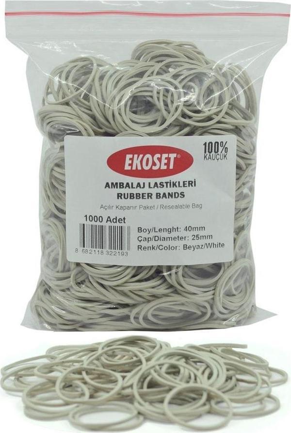 Ekoset Beyaz Paket Ambalaj Toka Para Lastiği 1000 Adet 40mm  - Image 1