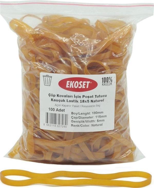 Ekoset Çöp Kovaları İçin Poşet Tutucu Kauçuk Lastik 18x5 Naturel - Image 1