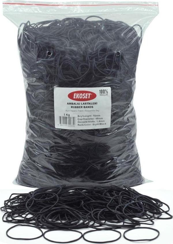 Ekoset Kauçuk Paket Ambalaj Para Lastiği 70mm Siyah 1Kg - Image 1