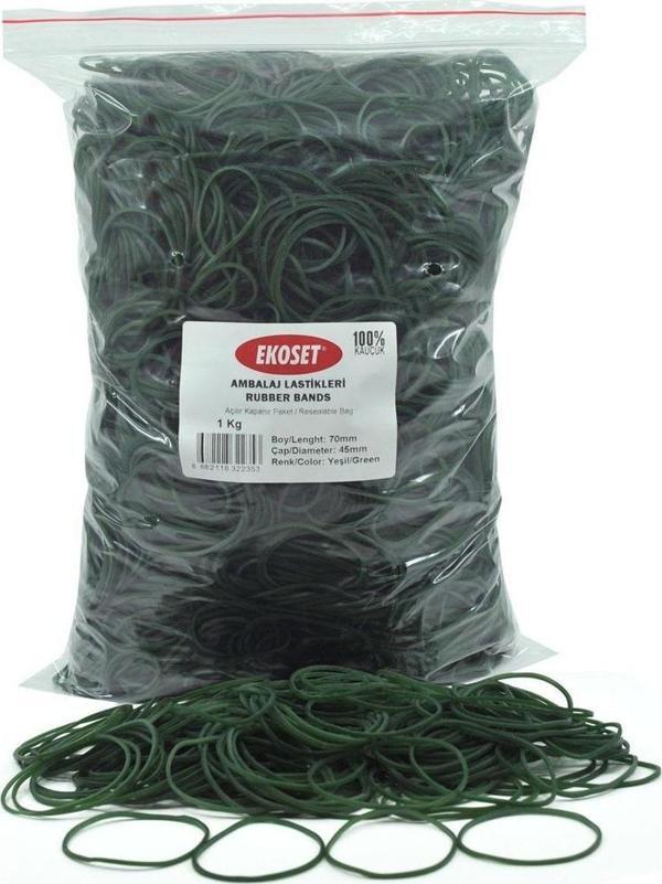 Ekoset Kauçuk Paket Ambalaj Para Lastiği 70mm Yeşil 1Kg - Image 1