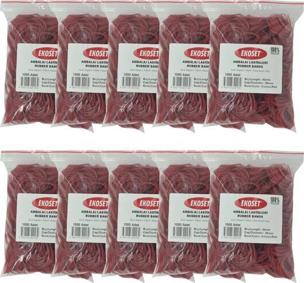 Ekoset Kırmızı Paket Ambalaj Para Lastiği 40mm 10.000 Adet - Image 1