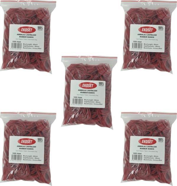 Ekoset Kırmızı Paket Ambalaj Para Lastiği 40mm 5.000 Adet - Image 1
