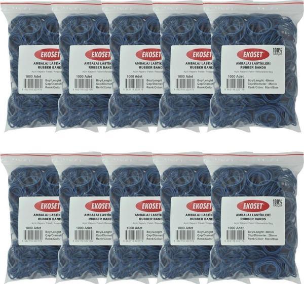 Ekoset Mavi Paket Ambalaj Para Lastiği 40mm 10.000 Adet - Image 1