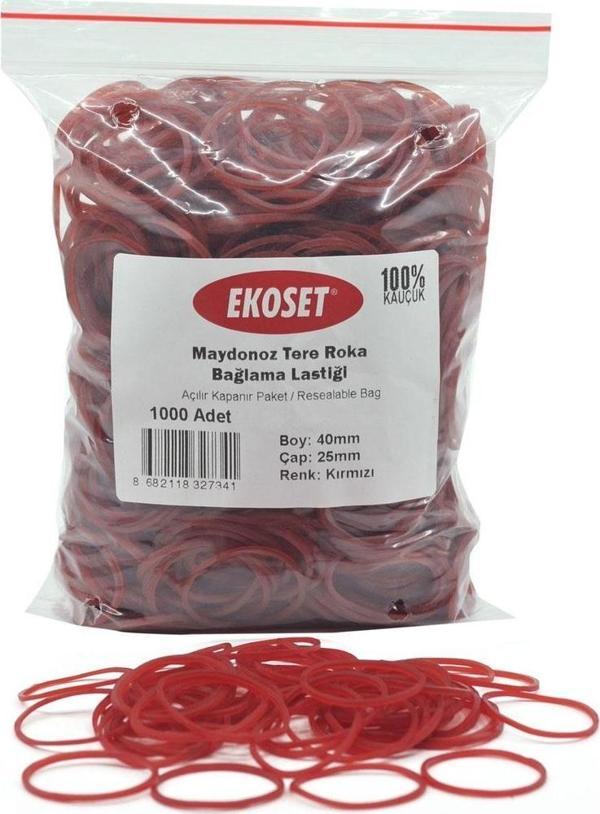 Ekoset Maydonoz Tere Roka Bağlama Lastiği Kırmızı 1000 Adet - Image 1