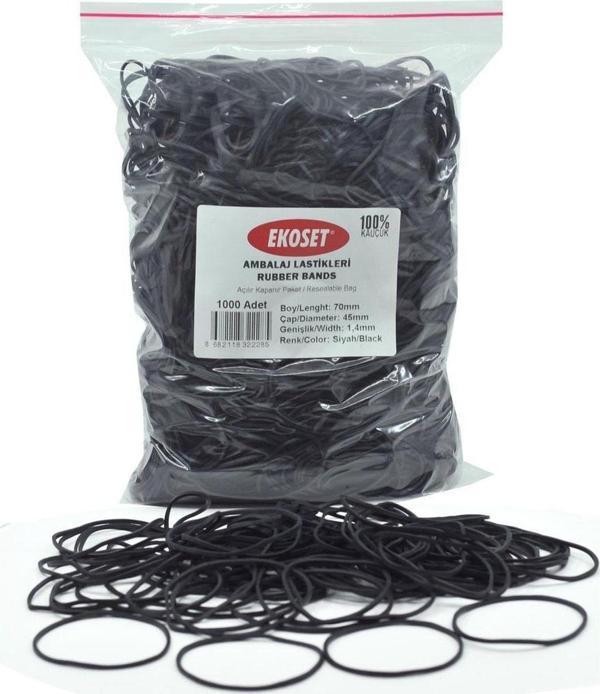 Ekoset Siyah Paket Ambalaj Para Lastiği 1000 Adet 70mm  - Image 1