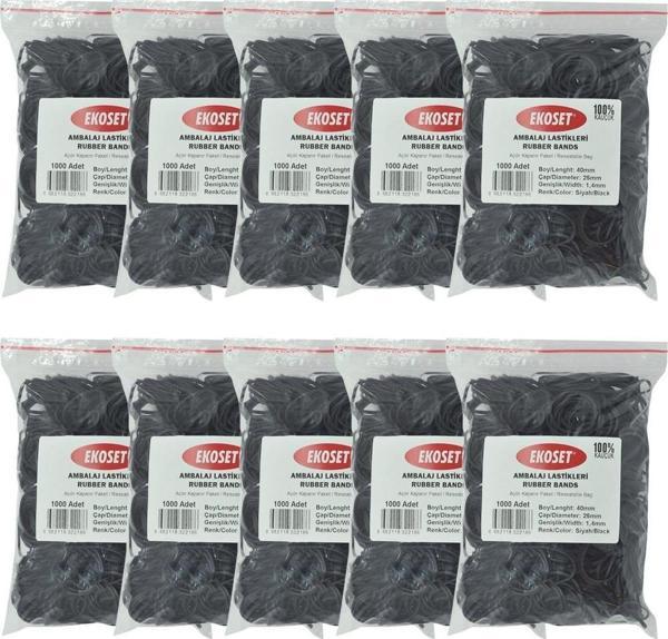 Ekoset Siyah Paket Ambalaj Para Lastiği 40mm 10.000 Adet - Image 1