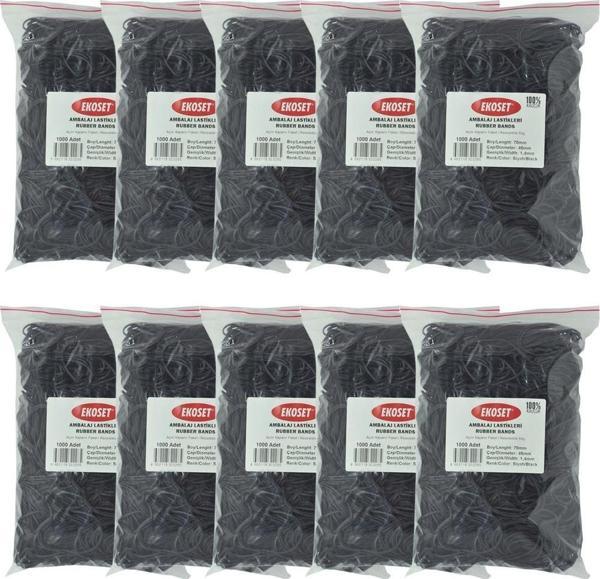 Ekoset Siyah Paket Ambalaj Para Lastiği 70mm 10.000 Adet - Image 1