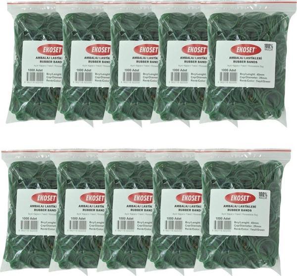 Ekoset Yeşil Paket Ambalaj Para Lastiği 40mm 10.000 Adet - Image 1