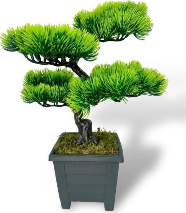 Netten Evime Dekoratif Yapay Ağaç Yeşil 39*25 CM Siyah Kare Saksıda - Image 1