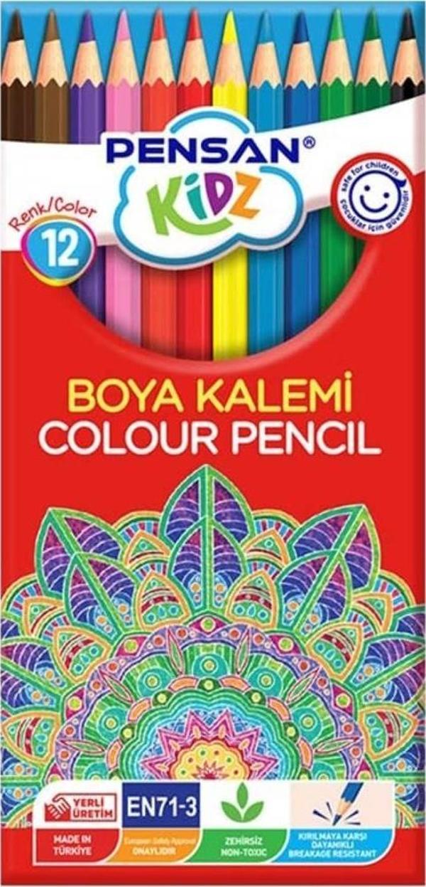 Pensan Kidz Kuru Boya 12 Renk Tam Boy - Image 1