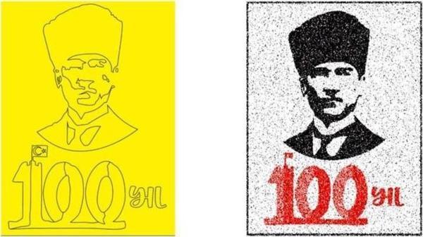 100, Yıl Atatürk Kum Boyama Kartı Seti 10 Adet-Red Castle KB-RC-109 - Image 1