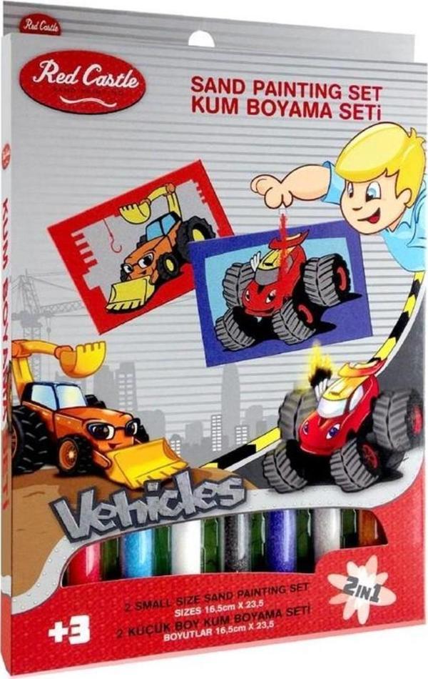 Eğitici ve Eğlenceli Kum Boyama Seti-Red Castle Araba & Kepçe DS-208 - Image 1