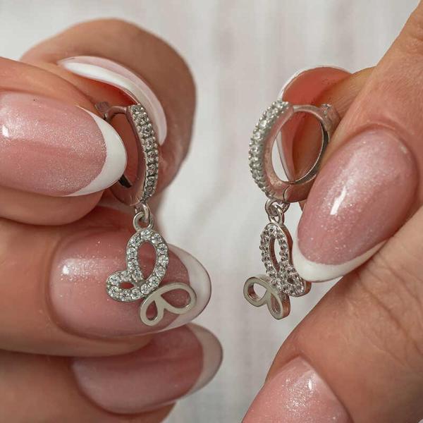 Himarry Gümüş Sallantılı Kelebek Kadın Küpe - Image 1