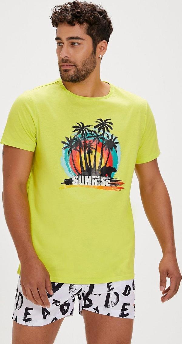 Ricardo Yeşil Baskılı Erkek Tişört - Image 1