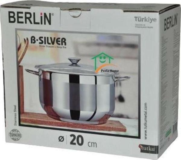 Bonera Berlin Silver 20x10 cm Derin Çelik Tencere - Image 1