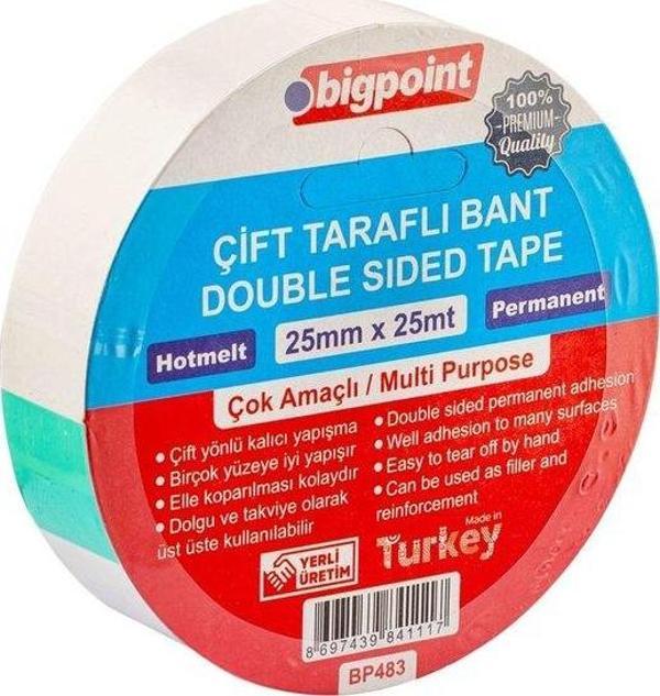 Bigpoint Çift Taraflı Bant 25 mm x 25 m - Image 1