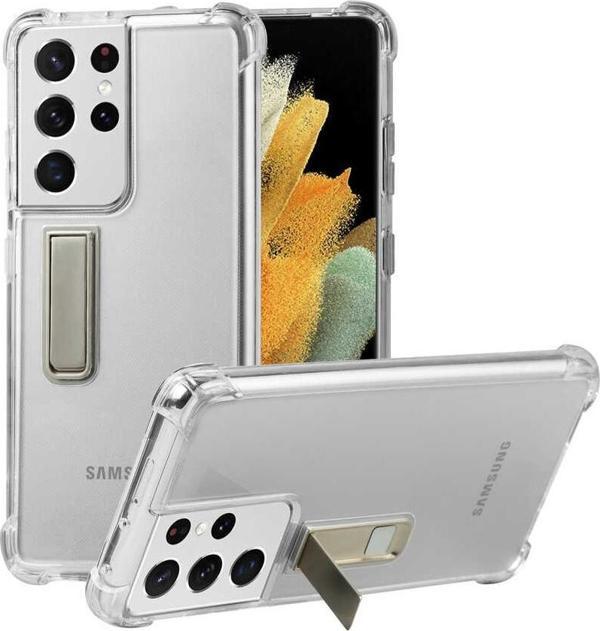 Galaxy S21 Ultra Kılıf Zore Standlı Süper Silikon Kapak - Image 1