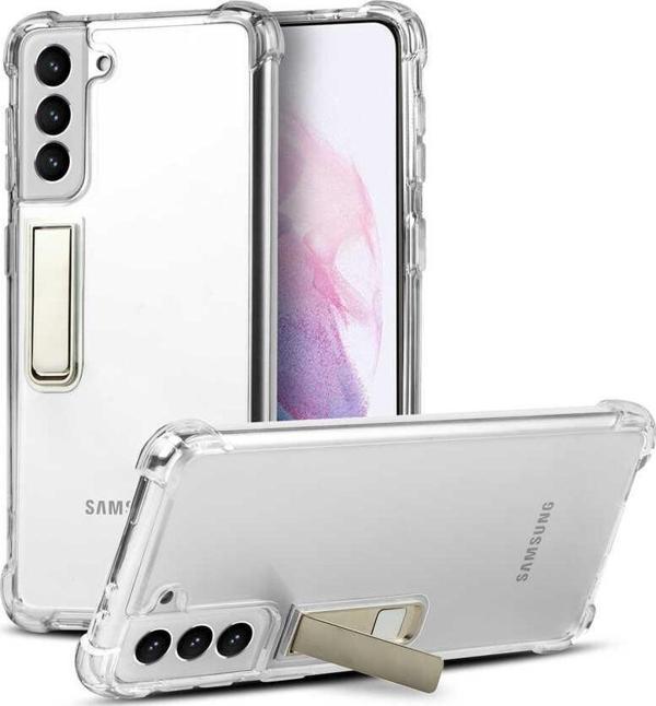 Galaxy S21 Kılıf Zore Standlı Süper Silikon Kapak - Image 1