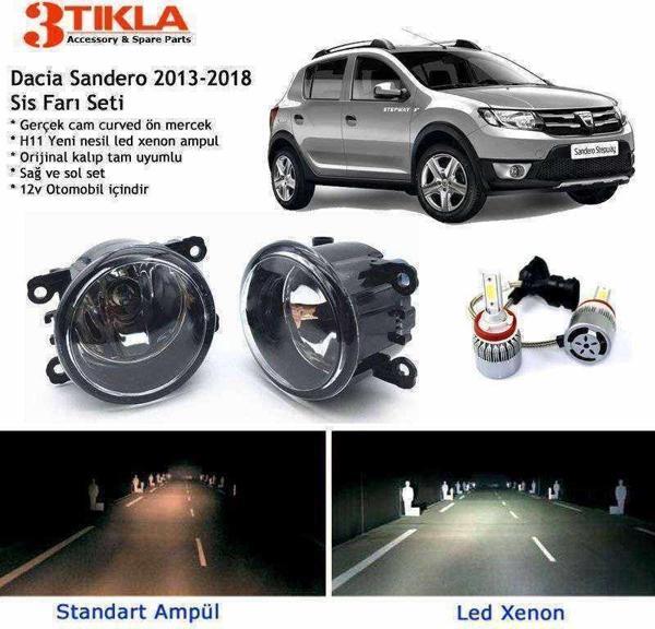 Dacia Sandero 2013-2018 Beyaz Led Xenon Sis Farı Seti - Image 1
