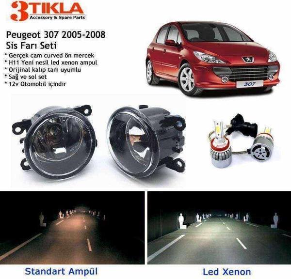 Peugeot 307 2005-2008 Beyaz Led Xenon Sis Farı Seti - Image 1